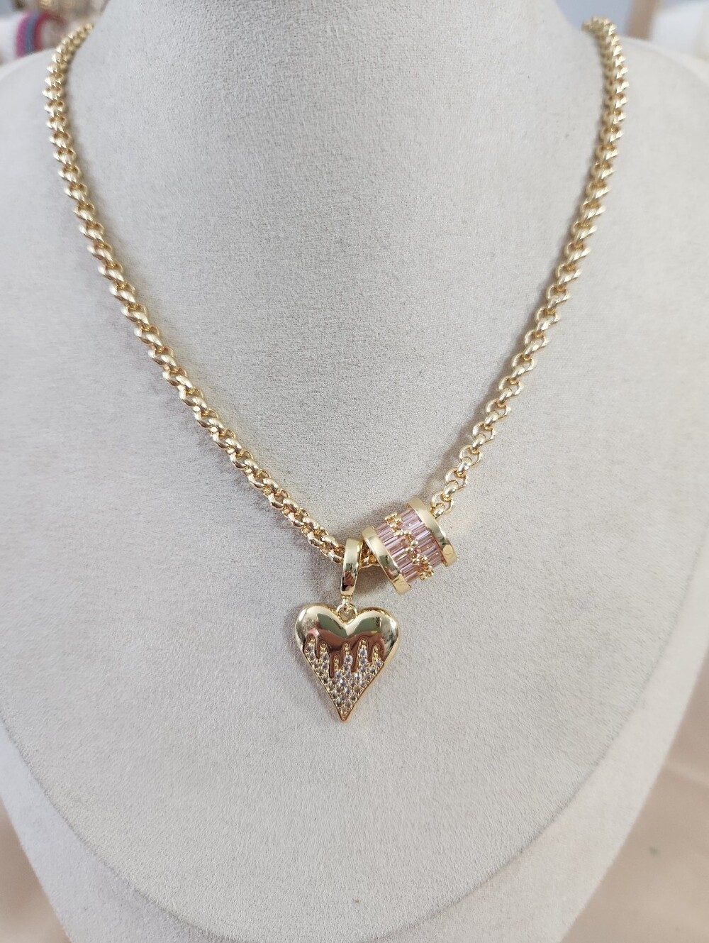 Handmade Heart And Barrel Charm Necklace